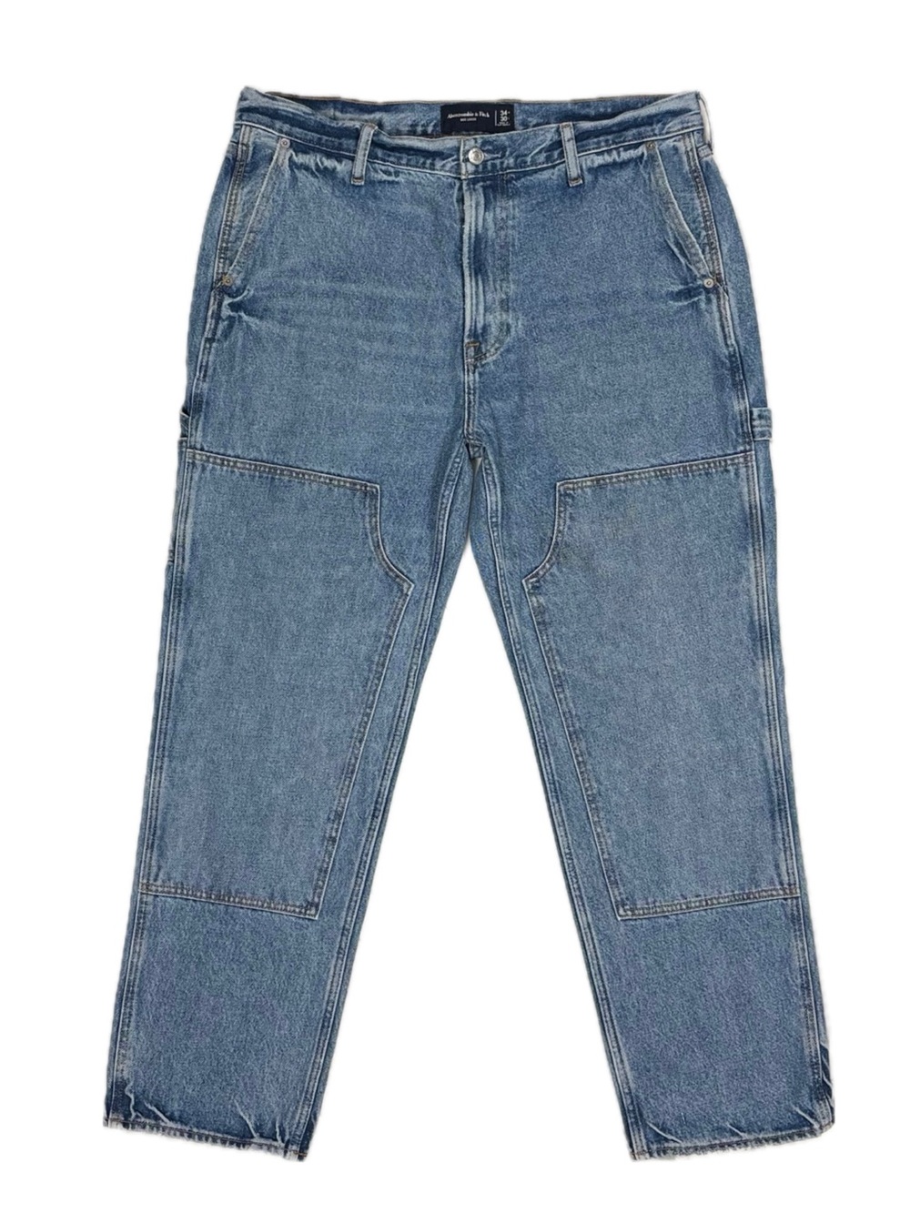 Abercrombie & Fitch 90s loose fit double knee denim med blue jeans men W34 I30